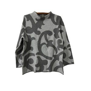 Chicos Womens Gray Damask Thick Knit Mock Neck Pullover Sweater Size Large